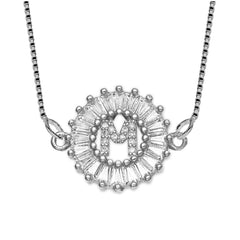 Cz Silver Initial Alphabet Letter B Necklace Pendant Chain