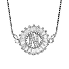 Cz Silver Initial Alphabet Letter B Necklace Pendant Chain