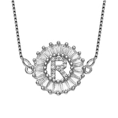 Cz Silver Initial Alphabet Letter B Necklace Pendant Chain