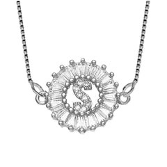 Cz Silver Initial Alphabet Letter B Necklace Pendant Chain