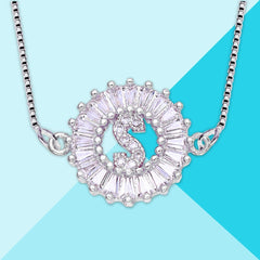 Cz Silver Initial Alphabet Letter B Necklace Pendant Chain