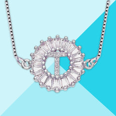 Cz Silver Initial Alphabet Letter B Necklace Pendant Chain