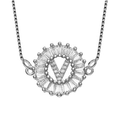 Cz Silver Initial Alphabet Letter B Necklace Pendant Chain