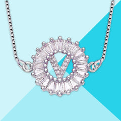 Cz Silver Initial Alphabet Letter B Necklace Pendant Chain