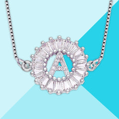 Cz Silver Initial Alphabet Letter B Necklace Pendant Chain