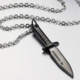 Knife Black Silver Necklace Pendant Chain