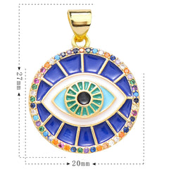 Turkish Evil Eye Blue Medallion Necklace Pendant Chain