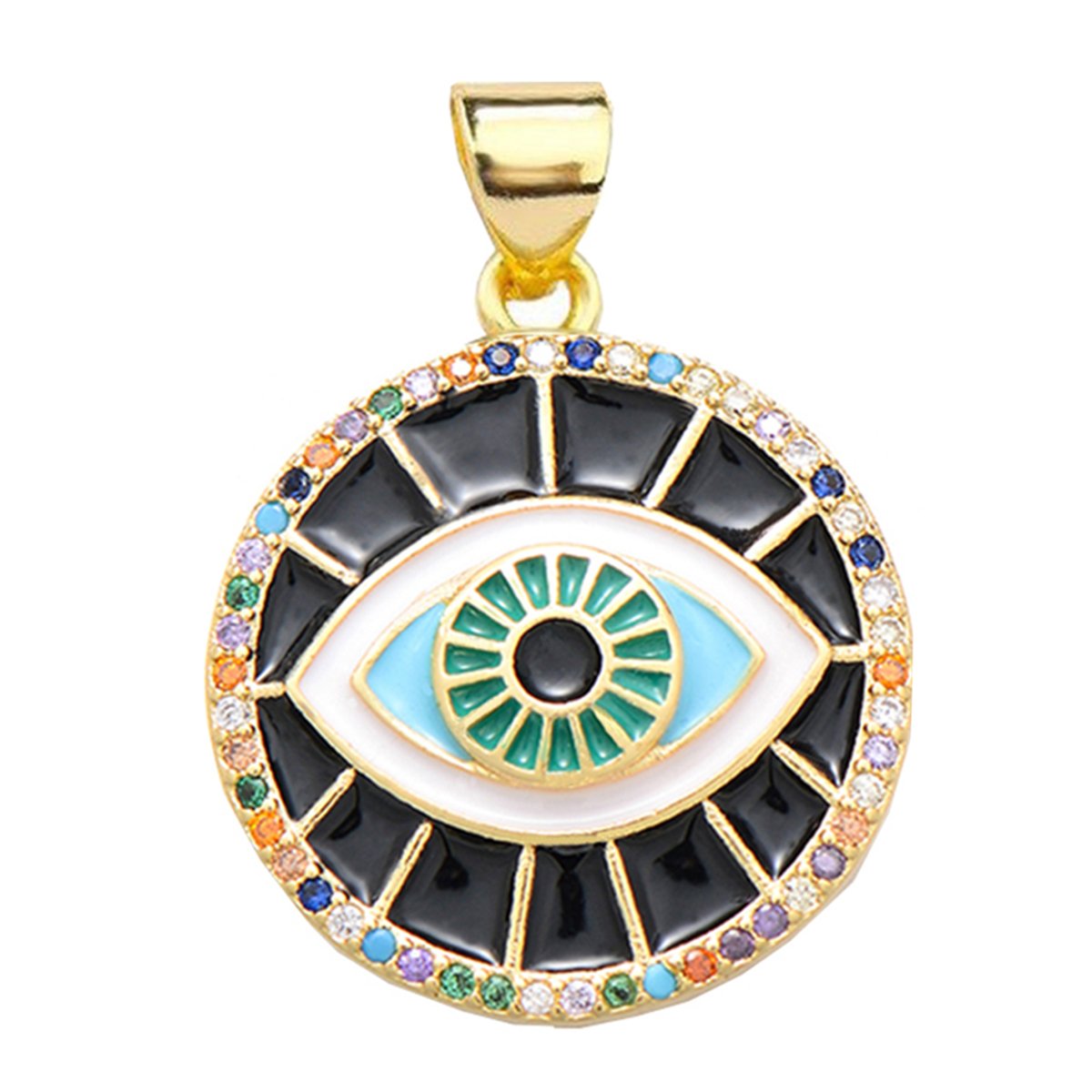 Turkish Evil Eye Nazariya Black Medallion Charms Locket Pendant
