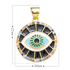 Turkish Evil Eye Nazariya Black Medallion Charms Locket Pendant
