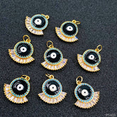 Gold Black Evil Eye Nazariya Cubic Zirconia American Diamond Pendant Necklace For Women