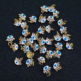 Turkish Evil Eye Lash Baguette Cubic Zirconia Gold White Charm For Women