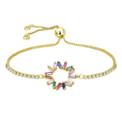 Gold Slider Rainbow Bracelet For Women