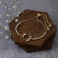 Gold Slider Rainbow Bracelet For Women