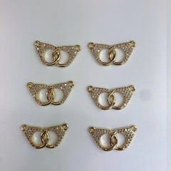 Hand Cuff Love Valentines Gold Cubic Zirconia Centre Pcs For Women