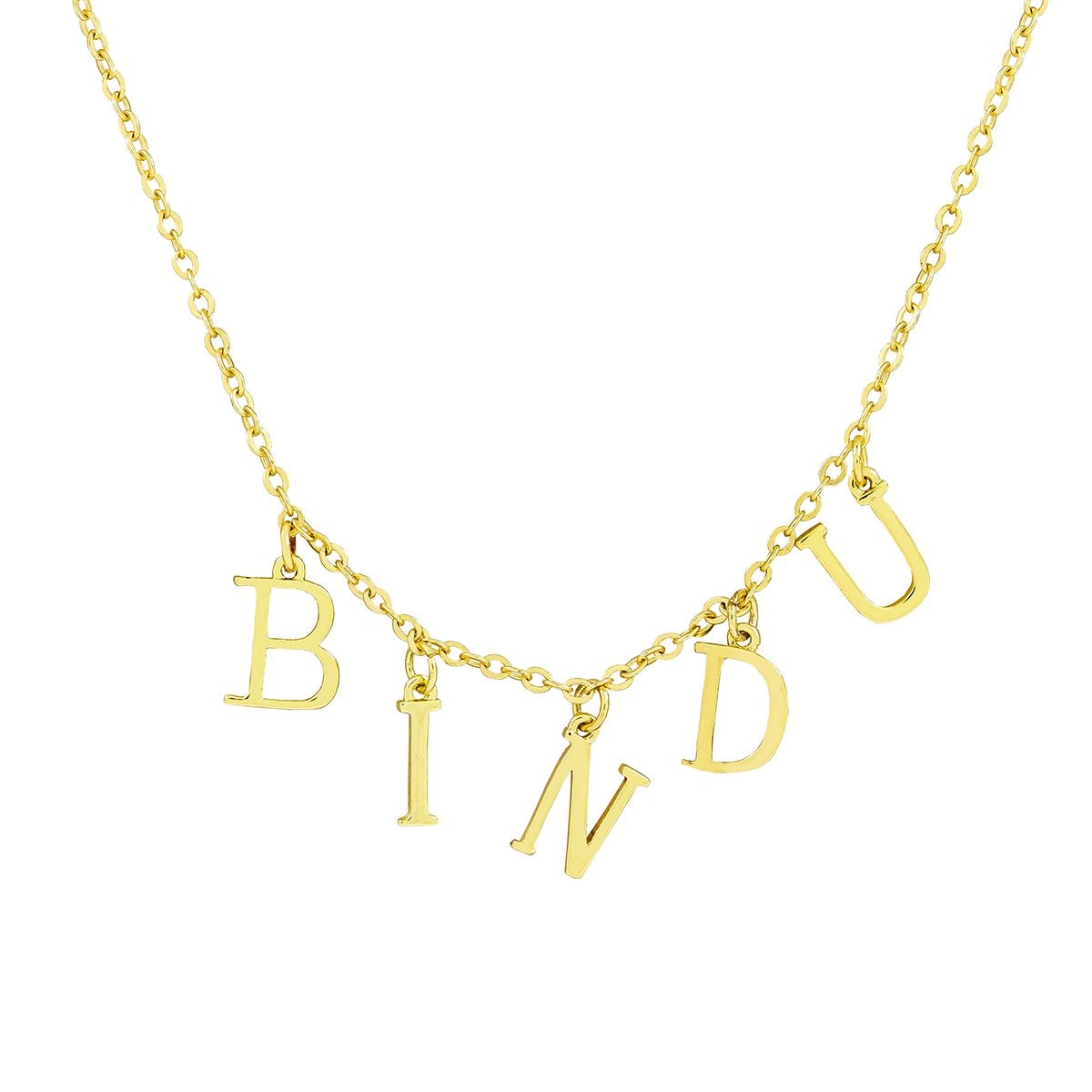 Slim 18K Gold Customized Initial Letter Choker Pendant Necklace For Women