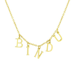 Slim 18K Gold Customized Initial Letter Choker Pendant Necklace For Women