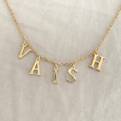 Slim 18K Gold Customized Initial Letter Choker Pendant Necklace For Women