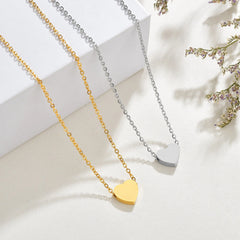 Glossy Heart Love Dainty 18K Gold Engrave Pendant Chain for Women