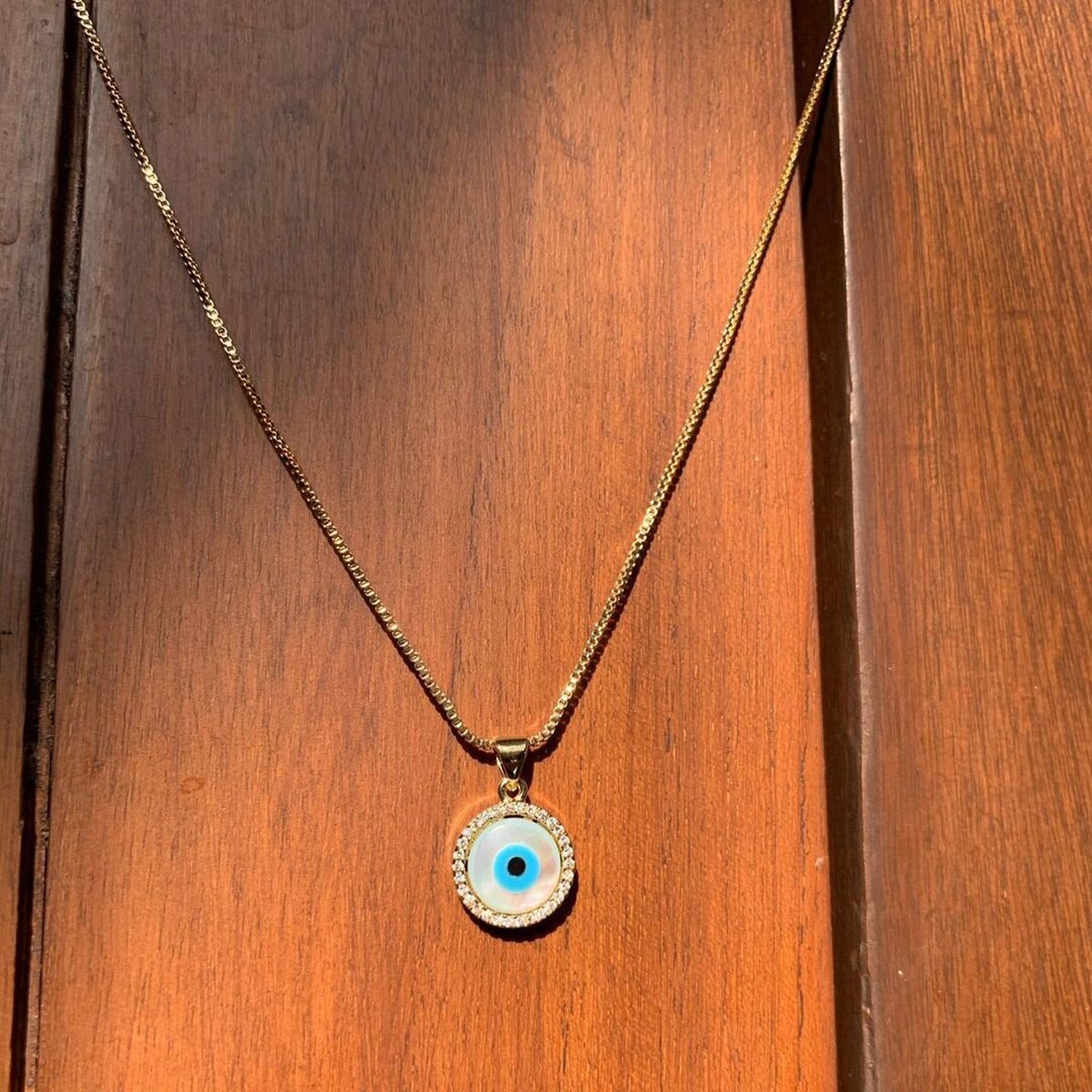 Turkish Evil Eye American Diamond Gold Necklace Pendant Chain