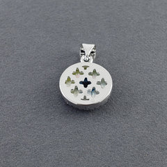 Evil Eye Mother Of Pearl Zirconia Silver Pendant Charm