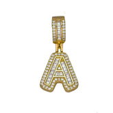 Large Chunky Baguette Cubic Zirconia Letters Initial Alphabets Pendant
