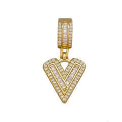 Large Chunky Baguette Cubic Zirconia Letters Initial Alphabets Pendant