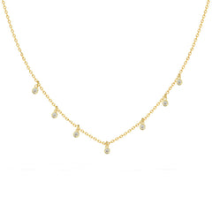 Round American Diamond Charm Gold Necklace Chain For Women