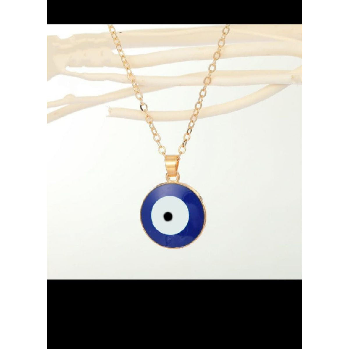 Tiny Blue Turkish Evil Eye Pendant Chain Necklace For Women