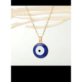 Tiny Blue Turkish Evil Eye Pendant Chain Necklace For Women