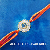 Initial Letter Alphabet Gold Cubic Zirconia Thread Rakhi For Men