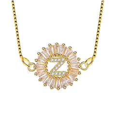 Cz Gold Initial Alphabet Letter B Necklace Pendant Chain