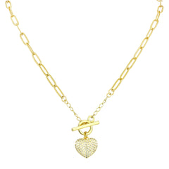 Heart Toggel Link Chain Necklace Pendant Chain