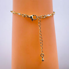 Heart Gold Evil Eye CZ Mother Of Pearl Hand Mangalsutra Bracelet