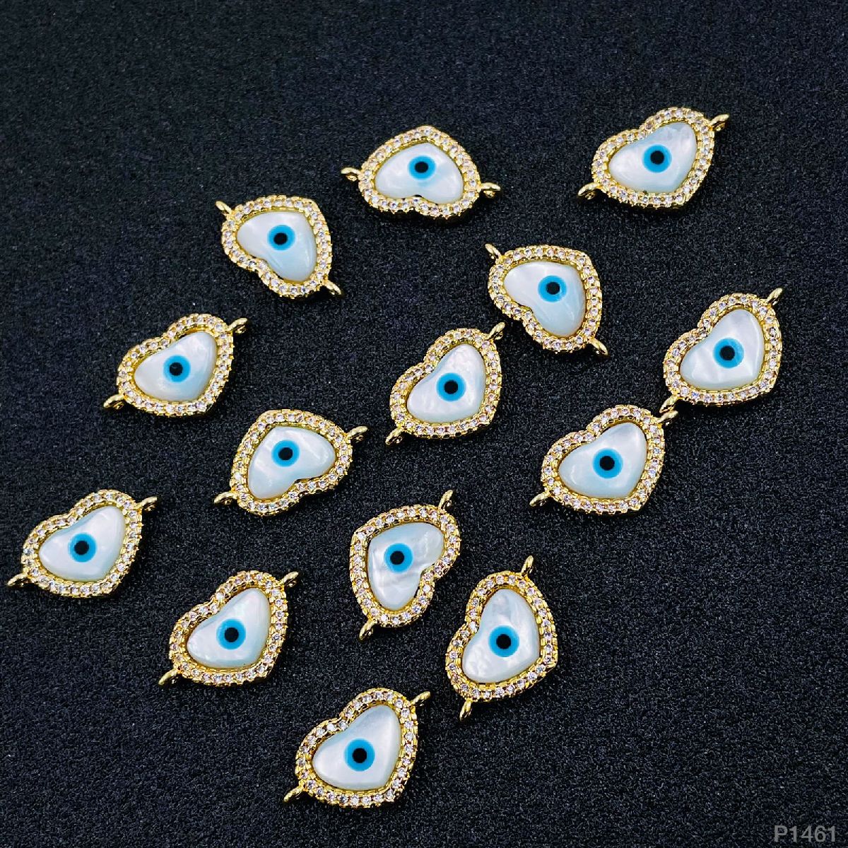 Heart Evil Eye Nazariya White Gold CZ Charm Centre Pcs