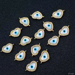 Heart Evil Eye Nazariya White Gold CZ Charm Centre Pcs