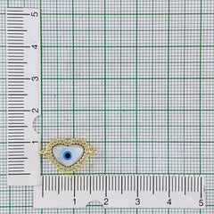 Heart Evil Eye Nazariya White Gold CZ Charm Centre Pcs