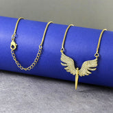 Butterfly Gold American Diamond Necklace Pendant Chain