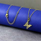 Butterfly Round Gold Necklace Pendant Chain