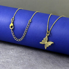 Butterfly Round Gold Necklace Pendant Chain