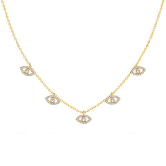 Evil Eye American Diamond Gold Choker Necklace Chain For Women