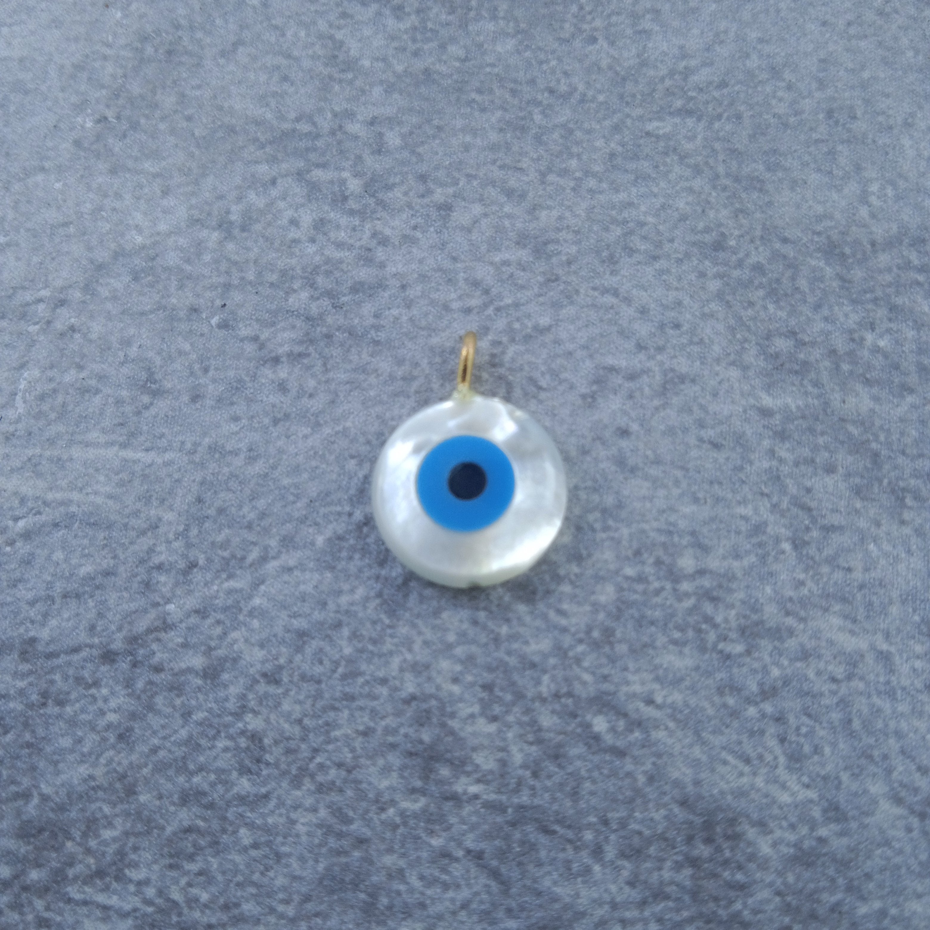 Evil Eye Mother Of Pearl Round Gold White Copper Charm For Women