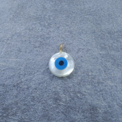 Evil Eye Mother Of Pearl Round Gold White Copper Charm For Women