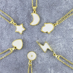 Moon White Gold Slim Link Chain Watch Charm For Women