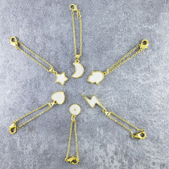 Moon White Gold Slim Link Chain Watch Charm For Women