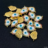 Heart Evil Eye Mother Of Pearl Gold Zircon Copper Charm For Women