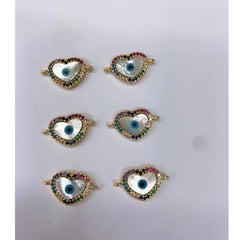 Heart Evil Eye Mother Of Pearl Gold Zircon Copper Charm For Women
