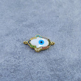 Hamsa Evil Eye Mother Of Pearl Gold Zircon Copper Charm For Women
