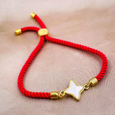 Star Copper Gold Red Mother of Pearl Thread Slider Bracelet Women