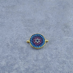 Round Evil Eye Black Blue Copper Charm For Women