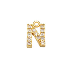 Alphabets Initial Letter American Diamonds Gold Copper Necklace Pendant Chain For Women
